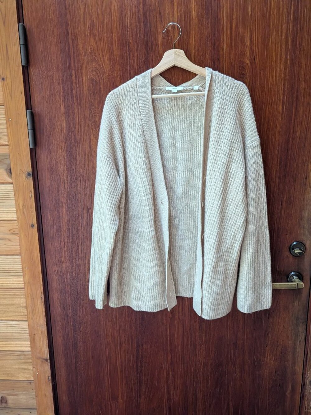 Vince Wool Cashmere Chunky Rib Cardigan Heather Marzipan XL